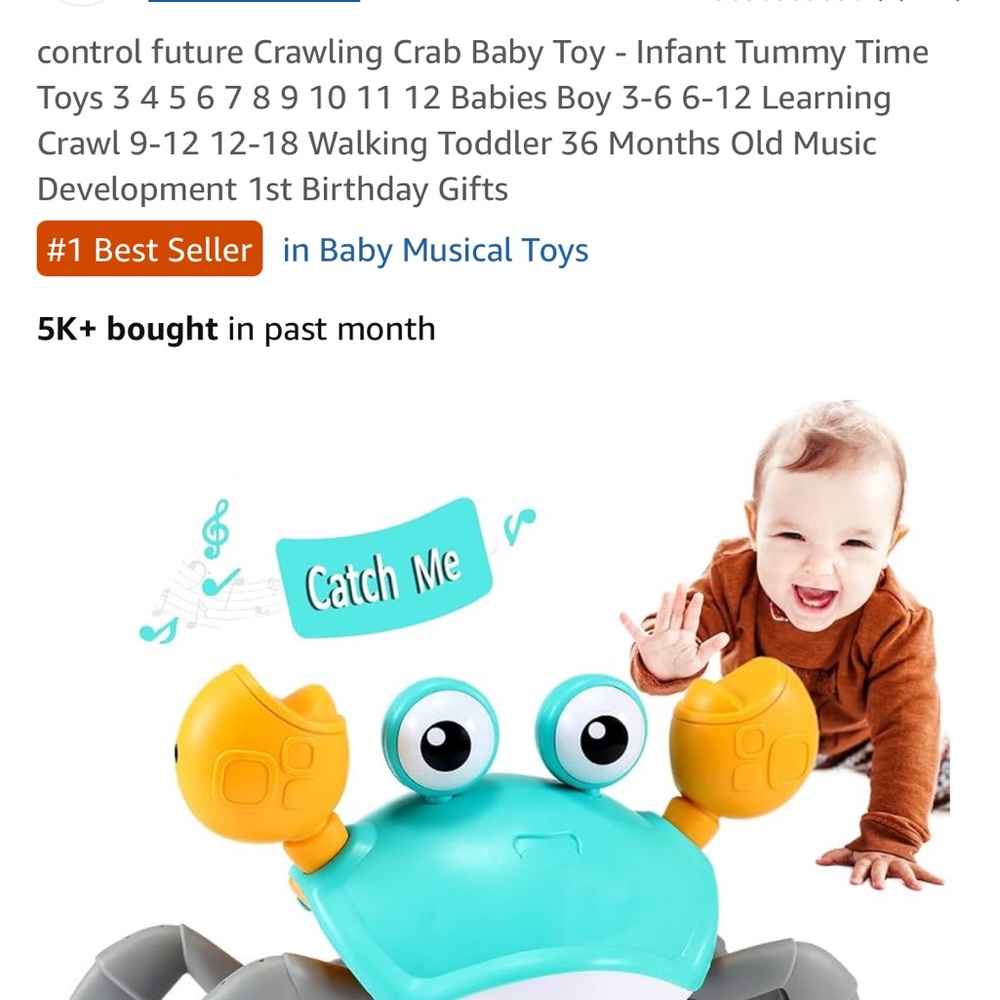 Crawling Crab Baby Toy - Blue and Orange